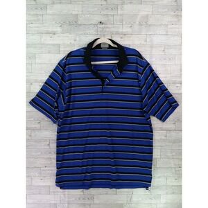 Men's Fennec Golf Polo Shirt Striped Short Sleeve Size XL Black Blue White Top